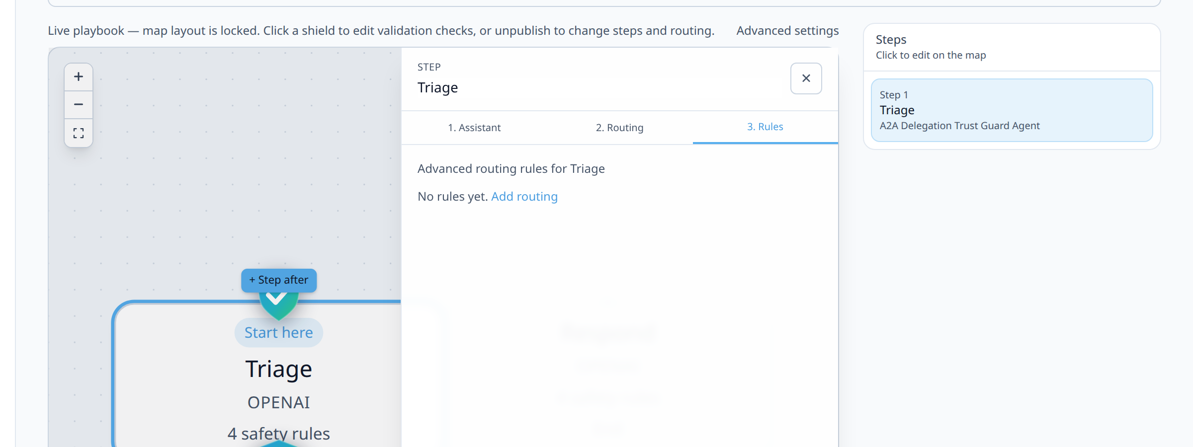 Step settings panel for 'classify' with 'Input mode' dropdown set to 'Append previous'