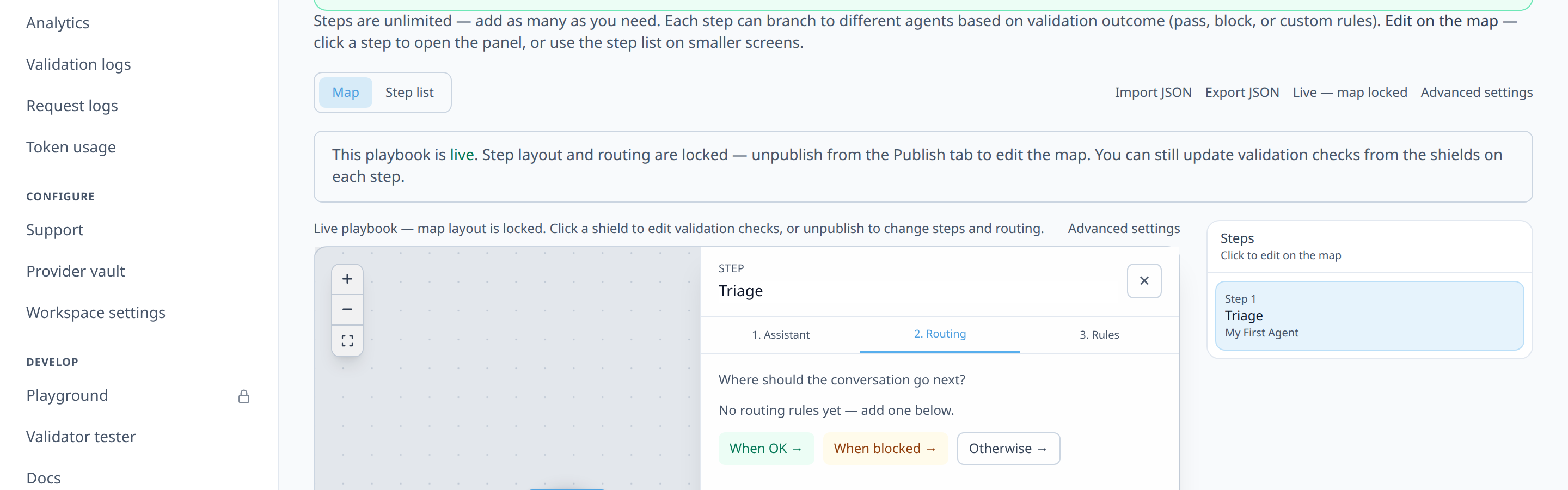Branch phrase builder showing 'If less than 20% budget left' and 'If this agent is over budget'