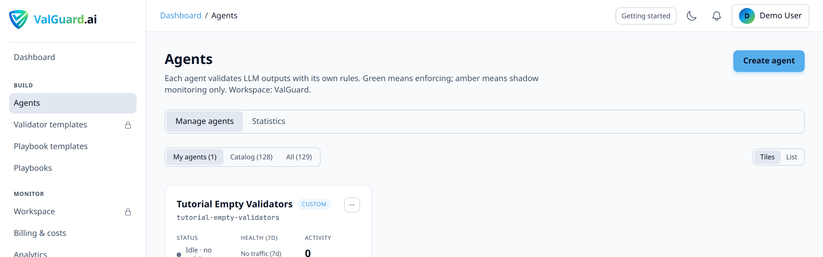 Agent 'rag-normalize' with validators 'required_fields' (sources) and a max-length check per chunk