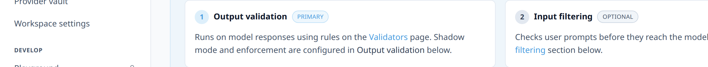 Agent Settings page, 'Validation webhook override' field with helper text 'Falls back to org webhook in Settings'